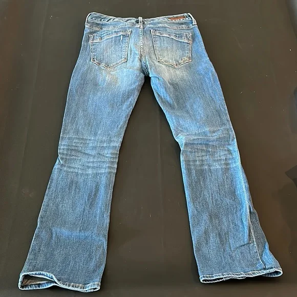 Express Blue Barley Boot Stella Low Rise  Jeans with Distressed Details - Picture 4 of 5